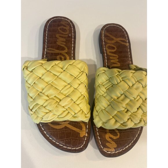 Sam Edelman Yellow Braided Slide Sandals Griffin Size 7 Leather Sole - Picture 2 of 6